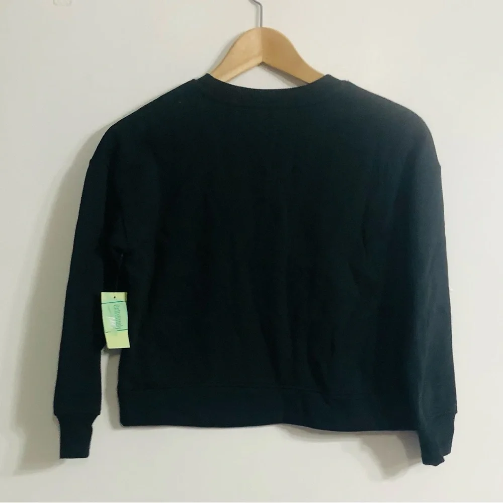 Girl’s sweatshirt Flawless graphic crewneck long sleeves raglan black. 10/12